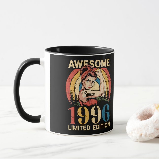 Awesome Since 1996 Retro 30th Women's Birthday Tasse (Mit Donut)