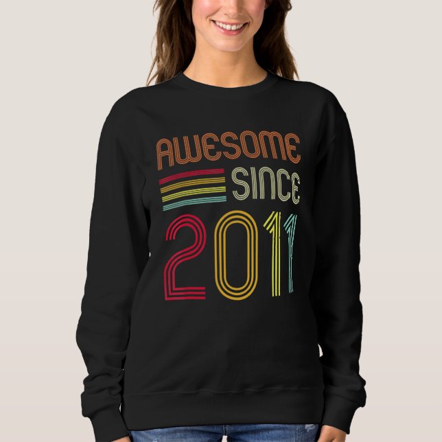 Awesome Since 2011 11th Birthday Retro Sweatshirt (Vorderseite)