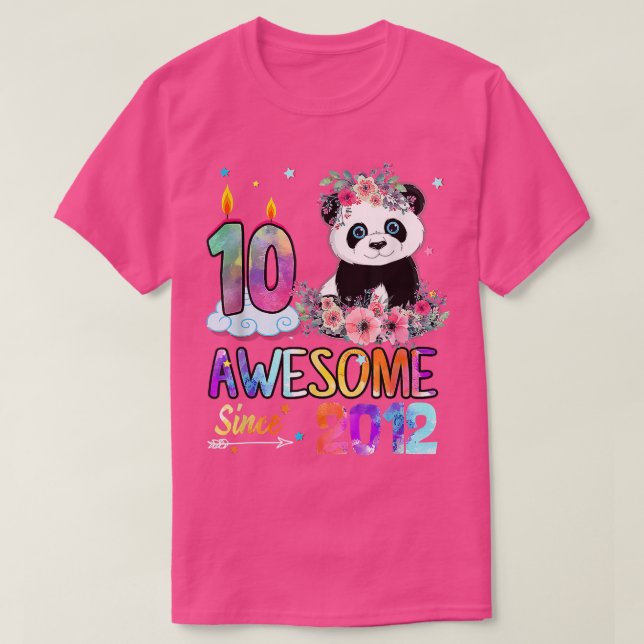 Awesome since 2012 10th Birthday 10 Year Old Panda T-Shirt (Design vorne)