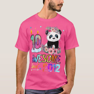 Awesome since 2012 10th Birthday 10 Year Old Panda T-Shirt
