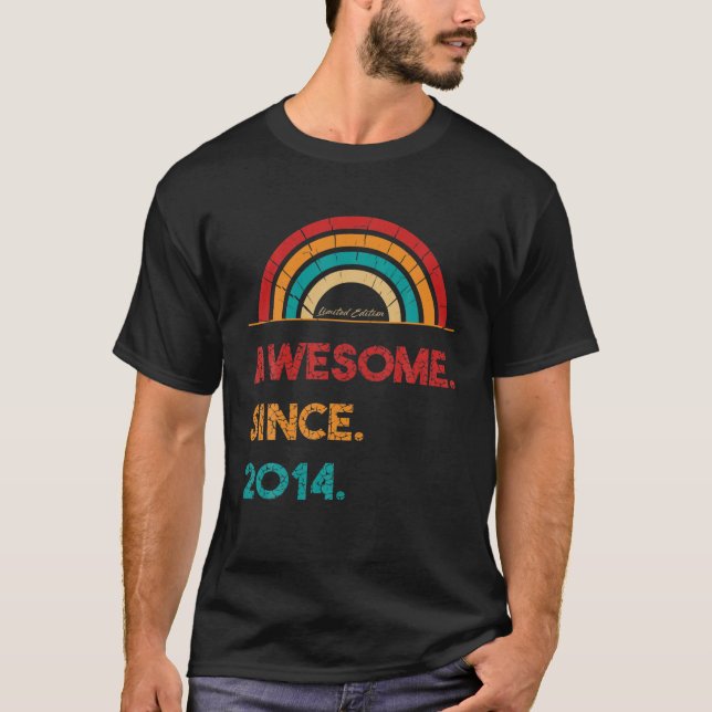 Awesome Since 2014 8Th Birthday Rainbow Gifts Born T-Shirt (Vorderseite)