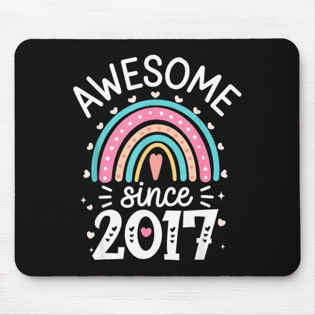 Awesome Since 2017 8th Birthday Rainbow Born In 20 Mousepad (Vorne)
