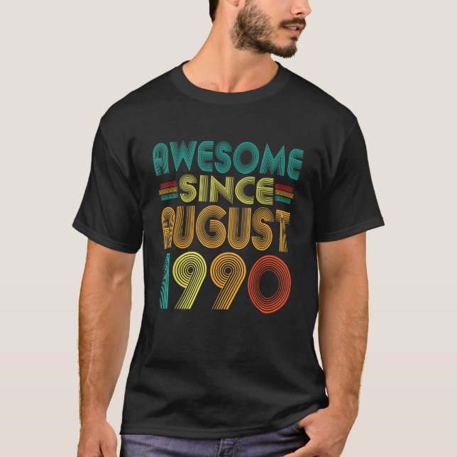 Awesome Since August 1990 Years 35th Birthday Funn T-Shirt (Vorderseite)