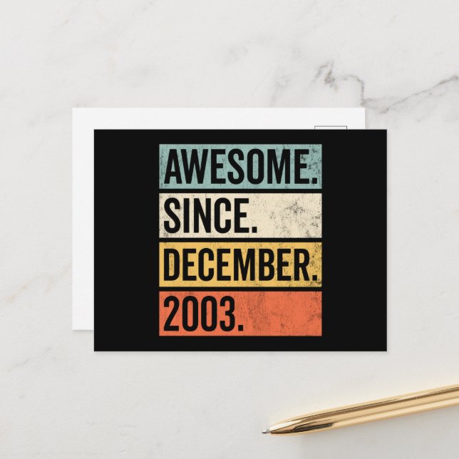 Awesome Since December 2003 Birthday Postkarte (Vorderseite/Rückseite Beispiel)