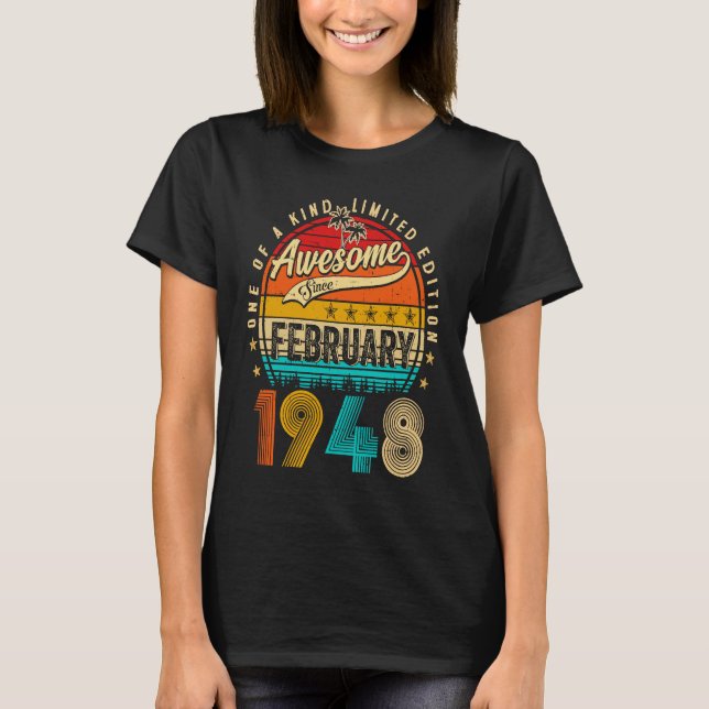 Awesome Since February 1948 75 Years Old 75th Birt T-Shirt (Vorderseite)