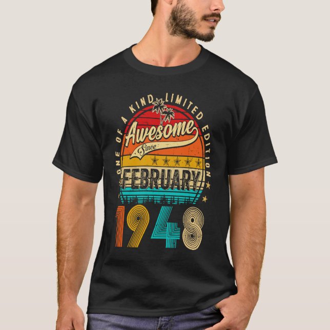 Awesome Since February 1948 75 Years Old 75th Birt T-Shirt (Vorderseite)
