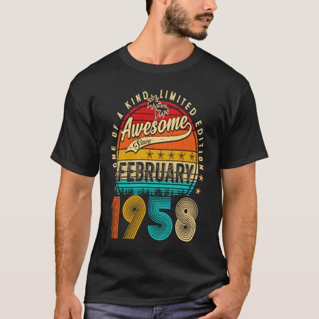Awesome Since February 1958 65 Years Old 65th Birt T-Shirt (Vorderseite)