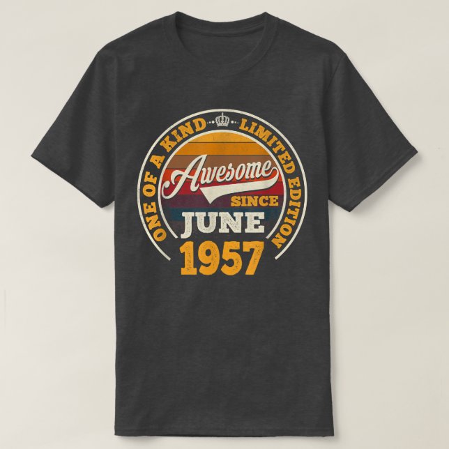 Awesome Since June 1957 65th Birthday Gift 65 Year T-Shirt (Design vorne)