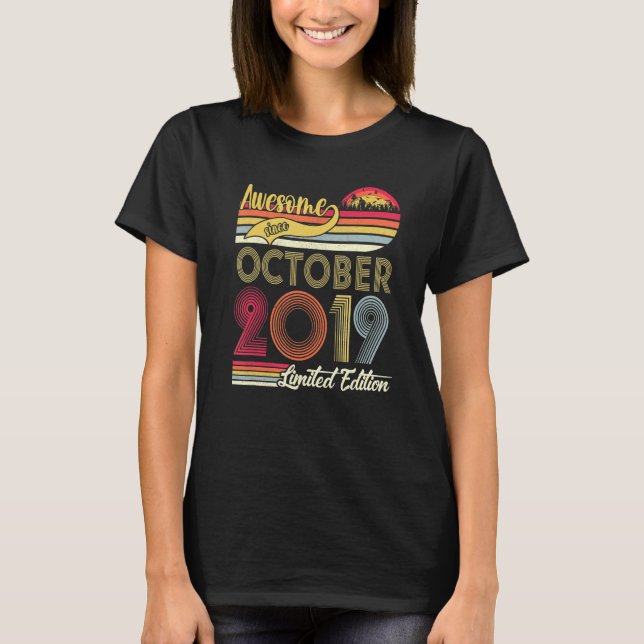 Awesome Since October 2019 3rd birthday 3 Years Ol T-Shirt (Vorderseite)