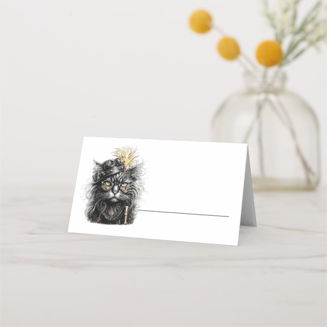 Awesome Steampunk Cat  Platzkarte (Vorderseite)