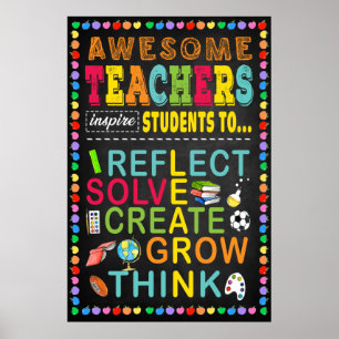 Awesome Teacher Inspire Student Classroom Poster