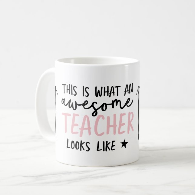 Awesome teacher modern typography pink gift kaffeetasse (Vorderseite Links)