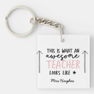 Awesome teacher modern typography pink gift schlüsselanhänger