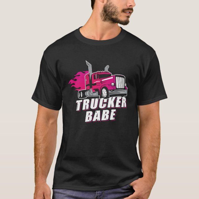 Awesome Trucker Babe Trailer Truck Driver Women Gi T-Shirt (Vorderseite)