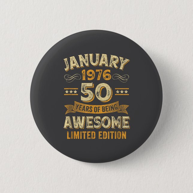 Awesome Vintage January 1976 50th Birthday  Button (Vorderseite)