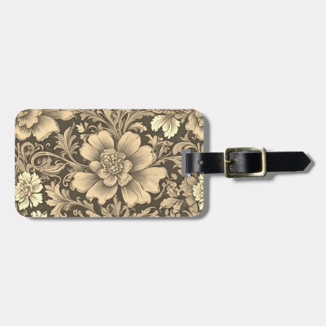 Awesome Vintage Sepia Floral Pattern  Gepäckanhänger (Vorderseite horizontal)