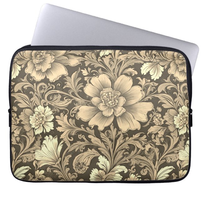 Awesome Vintage Sepia Floral Pattern  Laptopschutzhülle (Vorderseite)