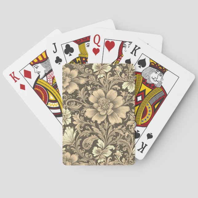 Awesome Vintage Sepia Floral Pattern  Spielkarten (Rückseite)