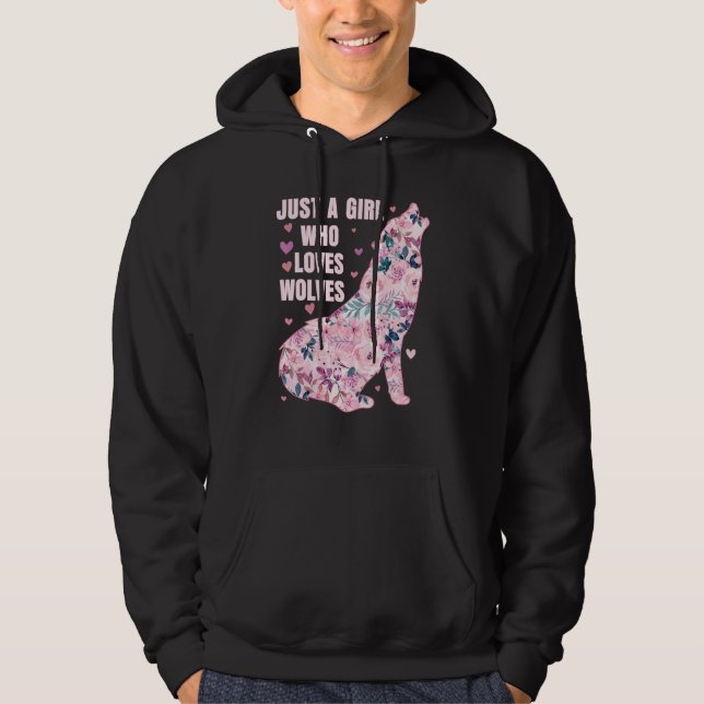 Awesome Wolf   Just A Girl Who Loves Wolves   Flor Hoodie (Vorderseite)