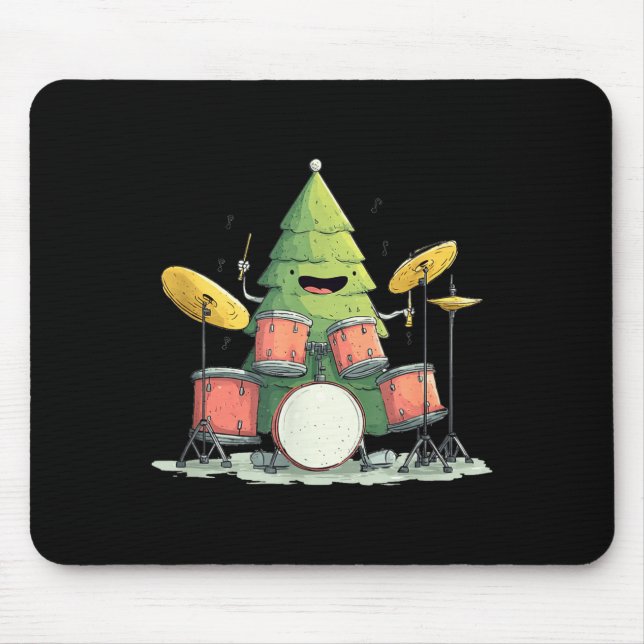 Awesome Xmas Tree With Drums For Rocking Christmas Mousepad (Vorne)