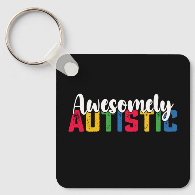 Awesomely Autistic Biy Girl Family Schlüsselanhänger (Vorderseite)