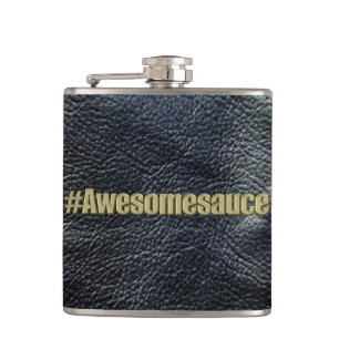 Awesomesauce schwarze Leder-Blick Flasche Flachmann