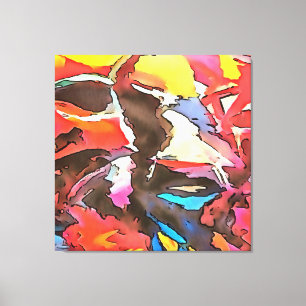 Awkward Cow Abstrakt Black Kontur Art Leinwanddruck