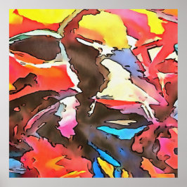 Awkward Cow Abstrakt Black Kontur Art Poster