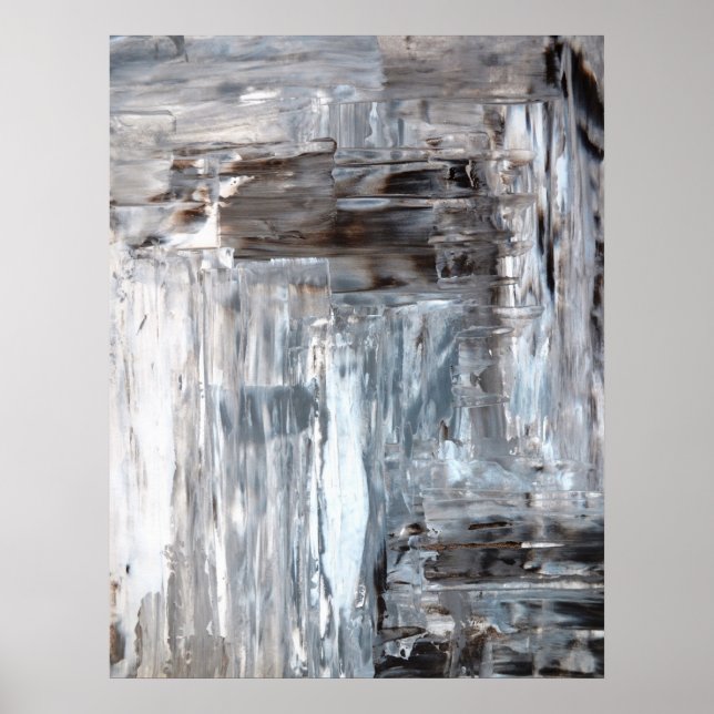 'Awkward' Graue und braune Abstrakte Kunst Poster  (Vorne)