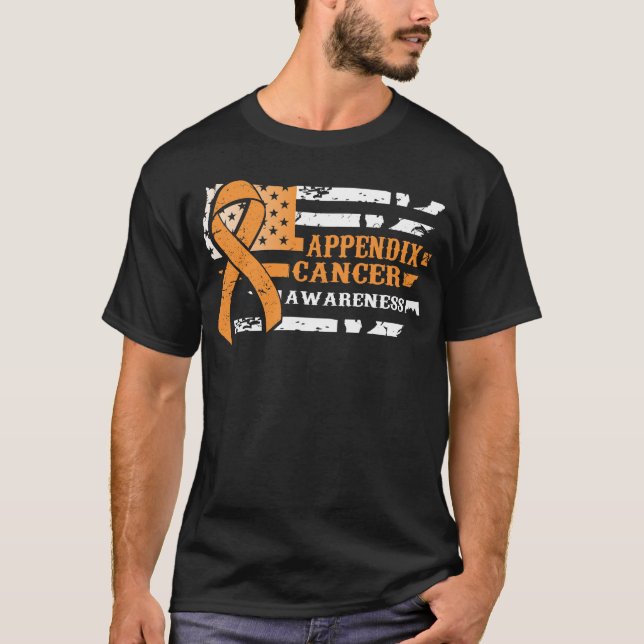 Awkward Style USA Flag Anal Cancer Awareness T-Shirt (Vorderseite)