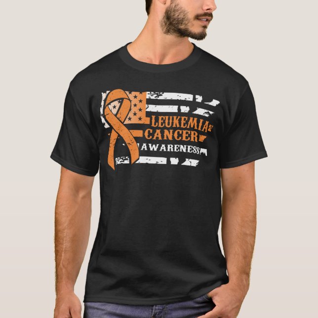 Awkward Style USA Flag Leukemia Cancer Awareness T-Shirt (Vorderseite)