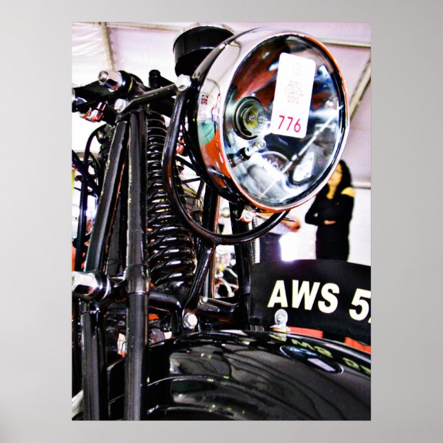 AWS 5. Vorderansicht Vintagen Motorrades Poster (Vorne)