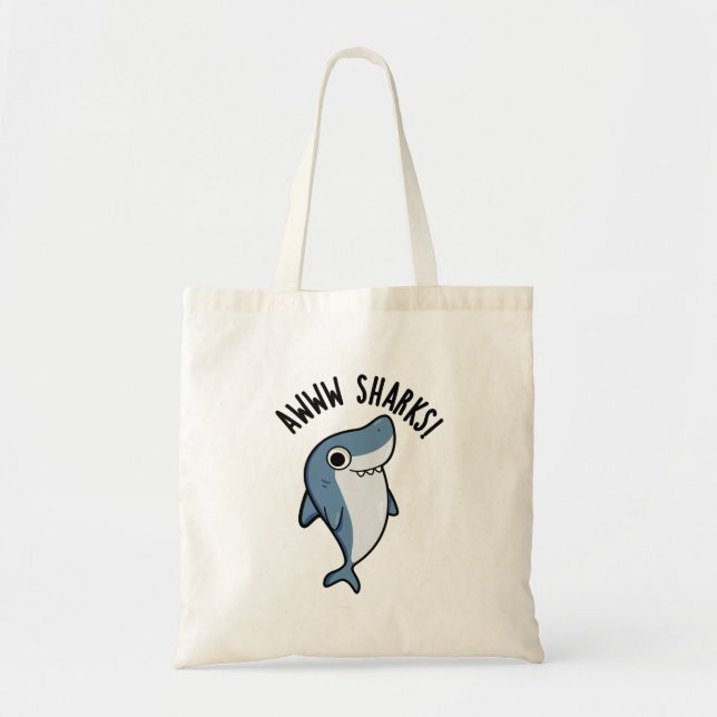 Awww Sharks Funny Animal Pun Tragetasche (Vorne)