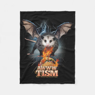 Awww Tism Funny Opossum Bat Spit Feuer Opossum Mem Fleecedecke