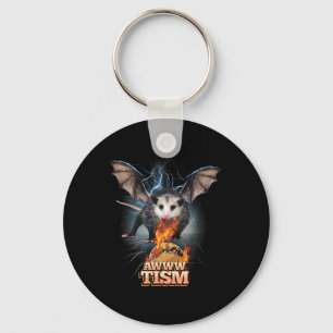 Awww Tism Funny Opossum Bat Spit Feuer Opossum Mem Schlüsselanhänger