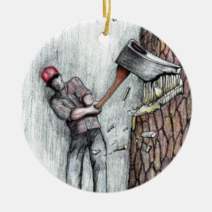 Ax Man no chainsaw Keramikornament