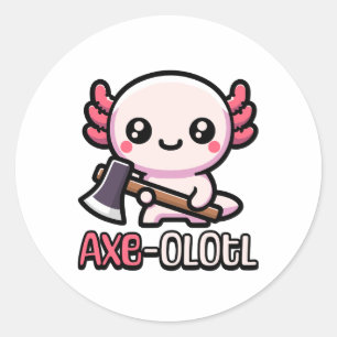 Ax-Olotl! Niedlicher Axolotl Pub Runder Aufkleber