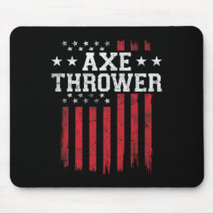Ax Thrower Proud American Flag Usa Patriot Patrio Mousepad