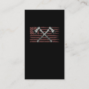 Ax Throwing American Flag USA Woodwork Visitenkarte