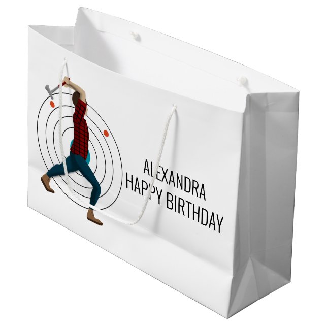 Ax Throwing Große Geschenktüte (Vorderseite Schrägansicht)