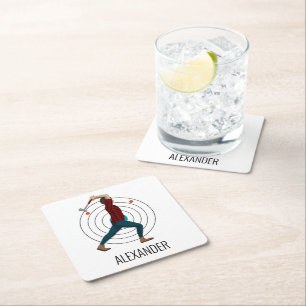 Ax Throwing Rechteckiger Pappuntersetzer