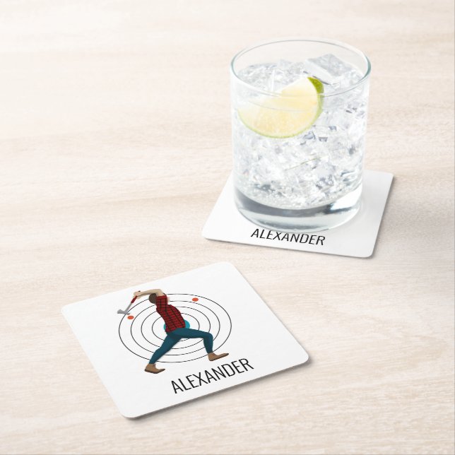 Ax Throwing Rechteckiger Pappuntersetzer (Vor Ort)