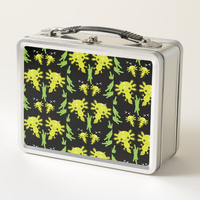 Axaotl Salamander Kids Gift Metall Brotdose (Vorderseite)