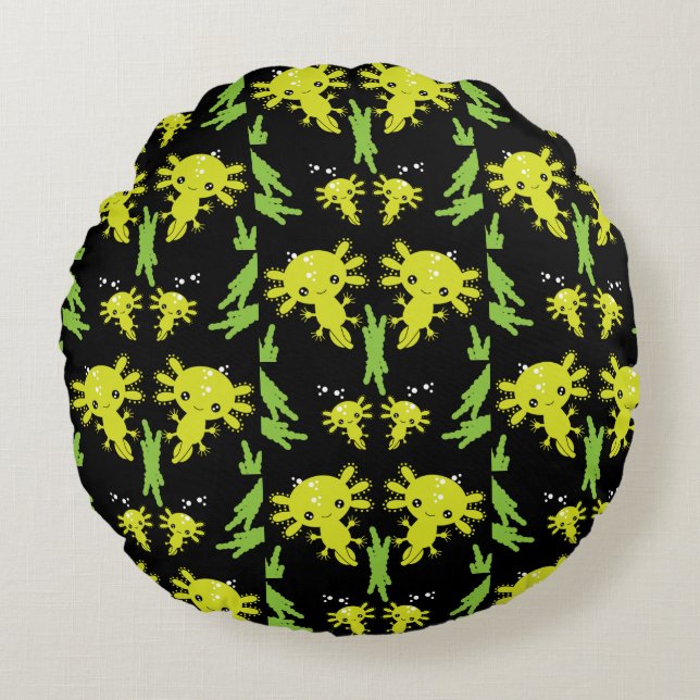 Axaotl Salamander Kids Gift Rundes Kissen (Vorderseite)
