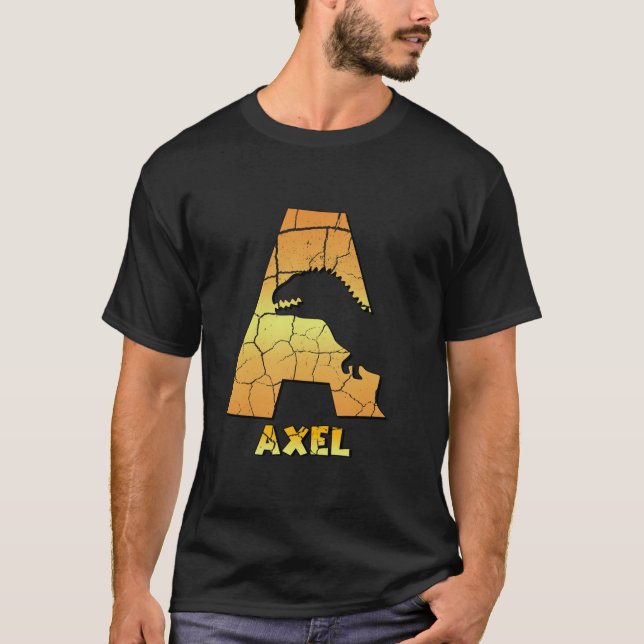 Axel personalisierte Jungen Dinosaurier niedliche  T-Shirt (Vorderseite)
