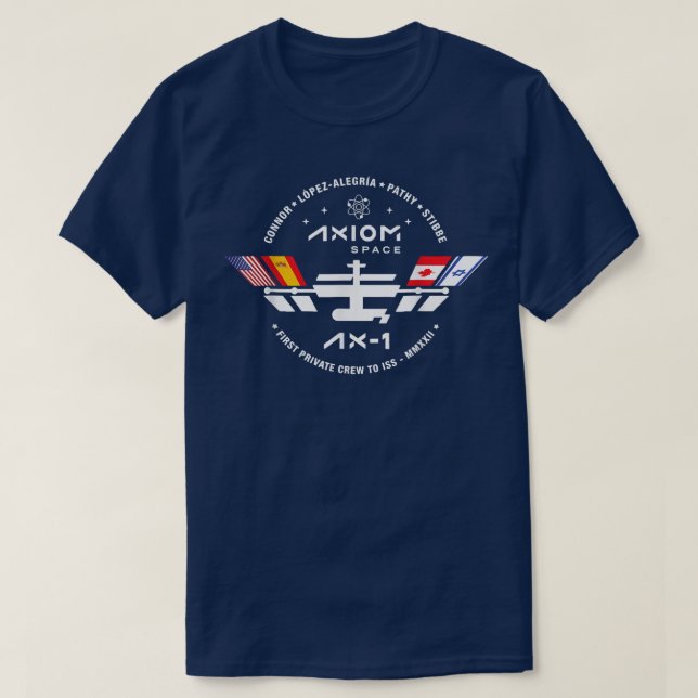 AXIOM A1 Mission Patch Dragon Falcon ISS Space Lau T-Shirt (Design vorne)