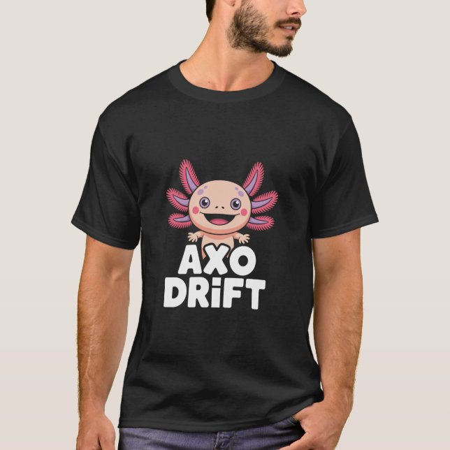 AXO Drift Cute Kawaii Axolotl Cartoon Character T-Shirt (Vorderseite)