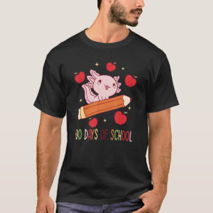 Axolotl 100 Tage Schule Mit Bleistift Laufender Fi T-Shirt