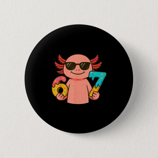 Axolotl 67 Meme Six Seven Funny Ice Cream Drip  Button (Vorderseite)