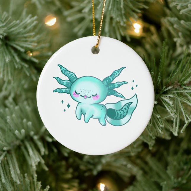 Axolotl Adorable Niedlicher Cartoon wie Keramik Ornament (Baum)
